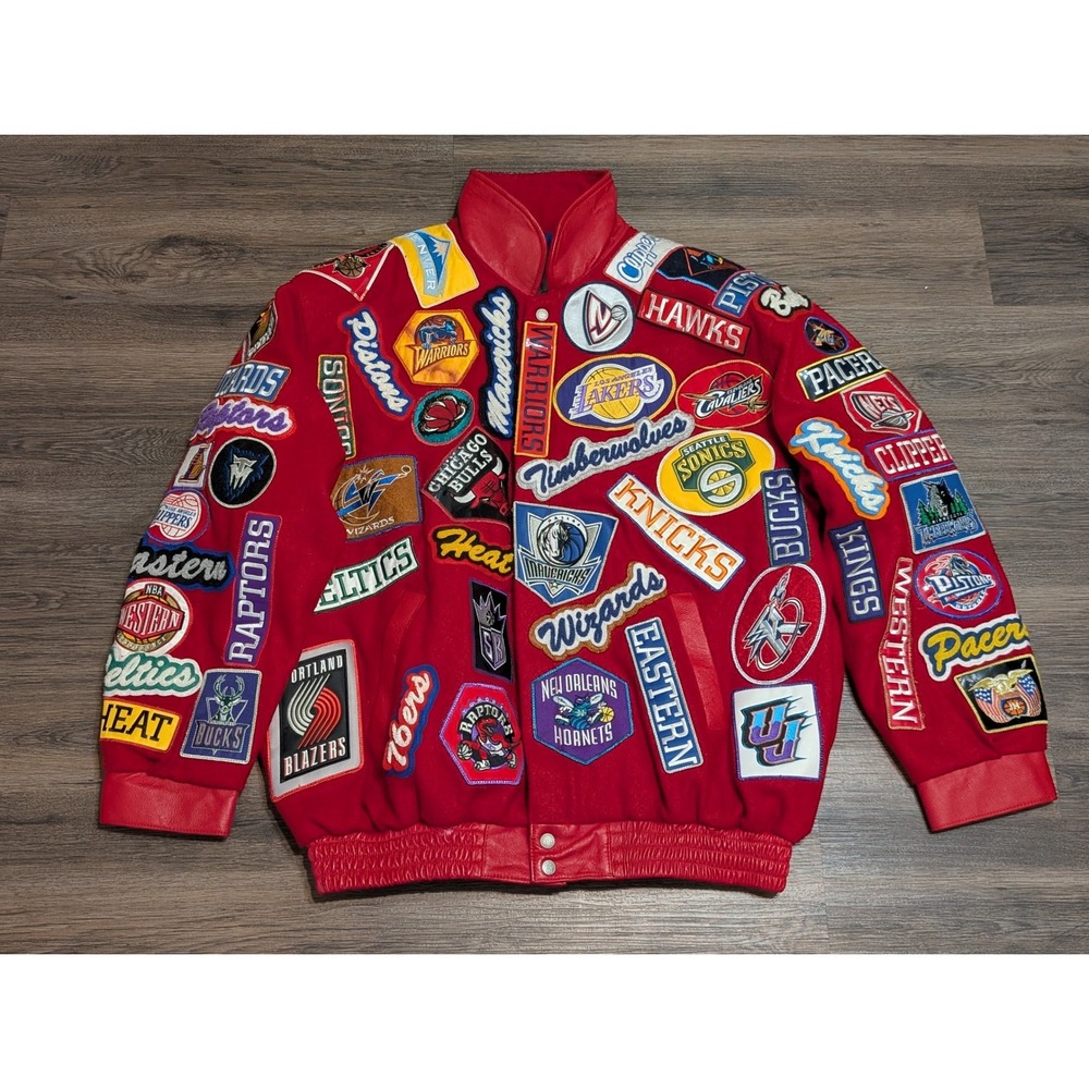 Vintage 90's Jeff Hamilton NBA Limited Edition Patches Logo Bomber Jacket 4XL